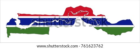 Map Of The Gambia With Flag Isolated On White Background.