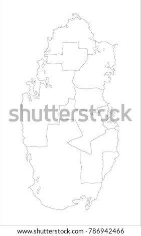 Vector Illustration Map of Qatar in white background for continue, Map Of Qatar Isolated On White Background.