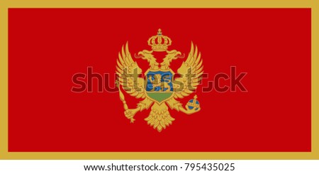 Vector Illustration Flag of Montenegro for continue, Flag Of Montenegro Isolated On White Background.