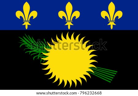 Vector Illustration Flag of Guadeloupe (France) for continue, Flag Of Guadeloupe (France) Isolated On White Background.