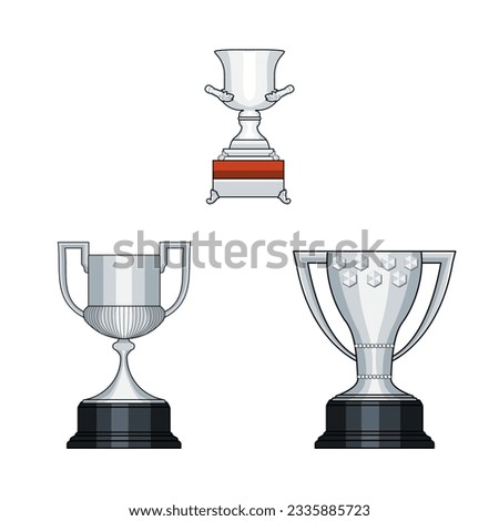Medan, Indonesia - 07.23.2023: Vector graphic illustration of Spanish Football League Trophy, Copa Del Rey, Spanish Super Cup Trophy. Spanish Football Trophy.