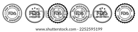 FDA Approved, FDA Registered Rounded vector Icon set