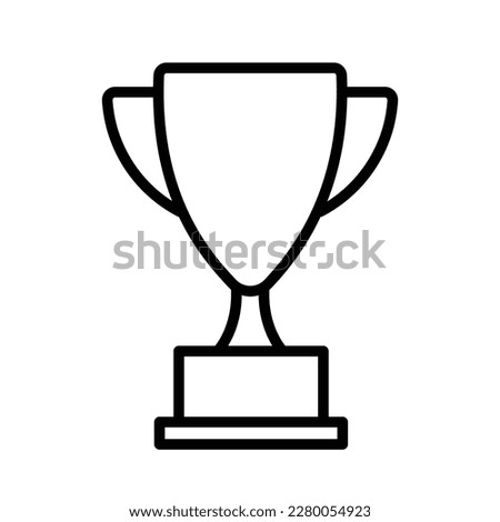 Trophy icon for the contest or tournament winner. 1st place trophy sign. Black and white outlined vector sign.