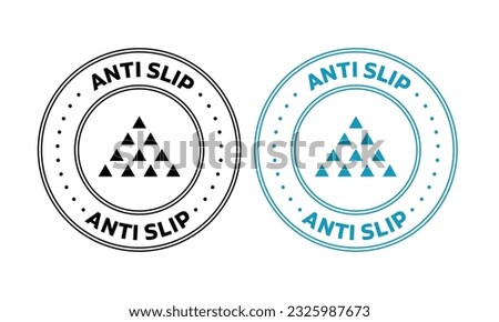 Anti slip icon set in blue and black color. Antislip texture symbol. slip prevention vector stamp.