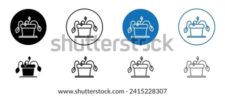 Withered Plant Line Icon Set. Flower Plant Withered Vector Dead Set Symbol in Black and Blue Color.