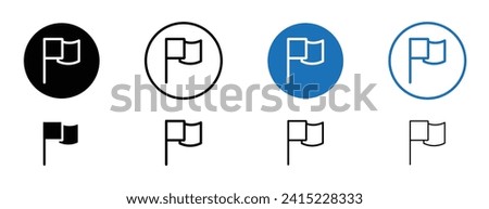 Report Flag Line Icon Set. Flag Report Symbol in Black and Blue Color.