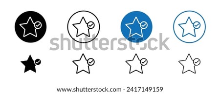 Features line icon set. Special guest stars symbol in black and blue color.