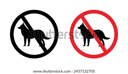 No Dogs Allowed Sign Line Icon Set. Paws Off Symbol in black and blue color.