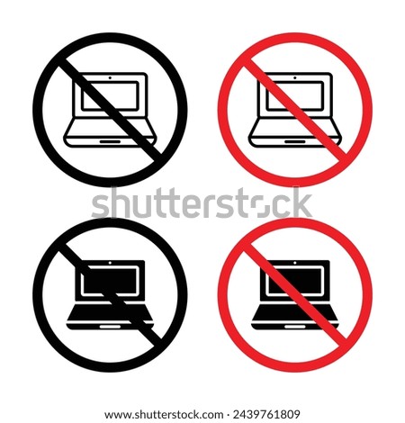 No Laptop Usage Allowed. Forbidden PC Access Symbol. Electronic Device Restriction