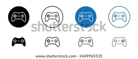 Gamepad icon set. Gamepad video game controller vector symbol in black filled and outlined style.