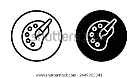 Palette icon set. Palette art painter palette vector symbol in black filled and outlined style.