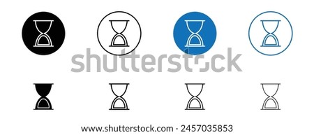 Hourglass End Vector Icon Set for Time Measurement in black and blue Color