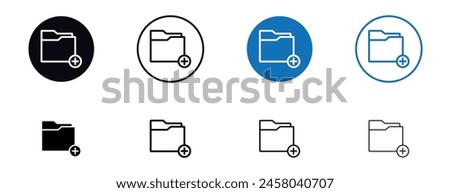 Add Folder Line Icon Collection. New File Sign, Create New Folder Sign in black and blue Color.