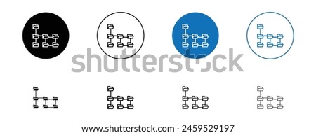 Folder tree vector icon set. directory structure vector icon. data sub folder hierarchy pictogram in black and blue color.