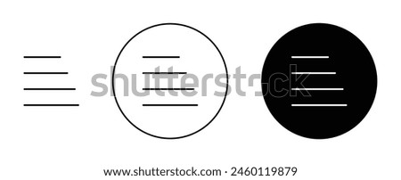 Align Left Icon Set. Font Left Align Vector Button in black and blue Color.