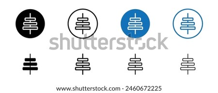 Align center vector icon set. text font typography center align sign in black and blue color.