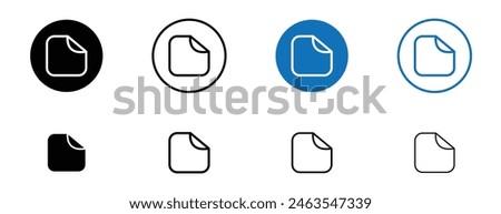 Sticker icon set. paper sticker peel off vector symbol. strong sticky glue label sign. round sticker icon in black and blue color.