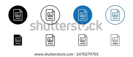 Jpg icon set. jpeg file type symbol. image picture file jpg format icon in black and blue color.