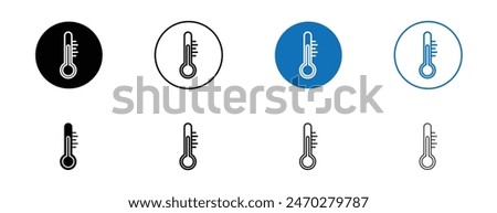 Thermometer half icon set. normal temperature vector symbol in black and blue color.