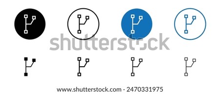 Code branch icon set. merge data request vector icon. route code symbol in black and blue color.
