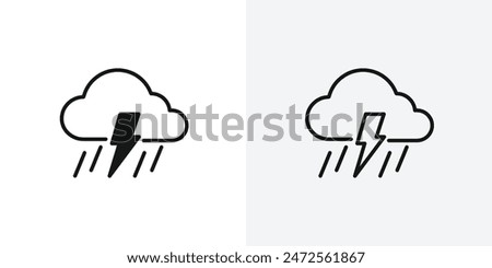 thunderstorm black vector icon set.