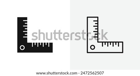 Ruler combined black vector icon set.