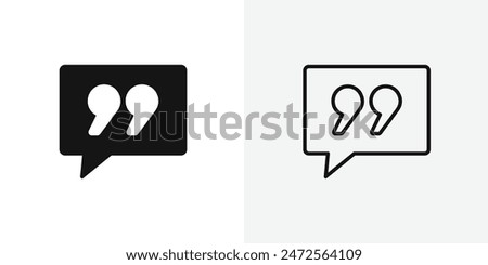 Comment quote black vector icon set.