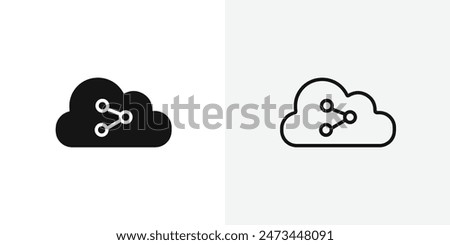 Cloud share black vector icon set.