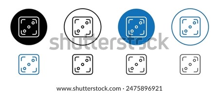 Dice three vector icon set. game number three dot cube vector sign. casino rolling dice sign in black and blue color.