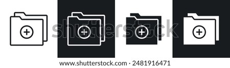 Add folder icon set. new file vector symbol. create new folder sign in black filled and outlined style.