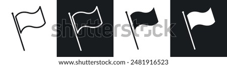 Flag icon set. report spam flag vector symbol in black filled and outlined style.