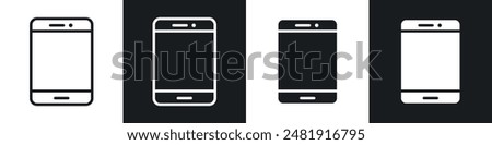 Tablet icon set. smart electronic tablet device vector symbol in black filled and outlined style.