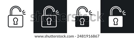 Unlock icon set. unlocked padlock vector symbol.