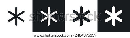 Asterisk icon set. password or passcode asterisk sign in black filled and outlined style.