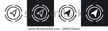 Navigation icon set. compass tool arrow vector symbol. gps north directional arrow sign in black filled and outlined style.