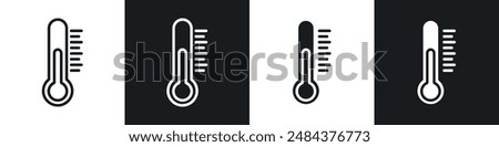 Thermometer half icon set. normal temperature vector symbol in black filled and outlined style.