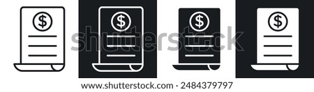 File invoice icon set. bill account receipt vector symbol. business financial tax sign. order invoice symbol.