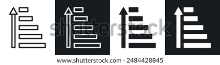 Sort amount up icon set. sort arrow filter button vector symbol in black and blue color.