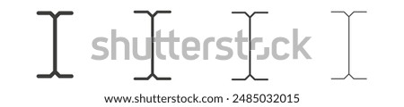 Cursor text liner and solid vector icon set in black color