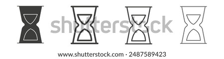 Hourglass end liner and solid vector icon set in black color