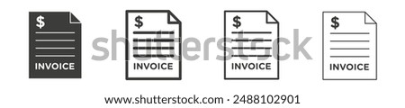 File invoice liner and solid vector icon set in black color