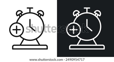 Alarm plus vector icon isolated on transparent background. high quality linear icon set for app, and web design. Vector illustration.