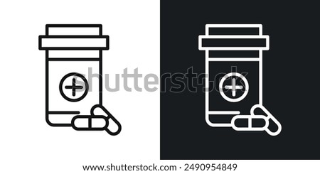 Prescription bottle vector icon isolated on transparent background. high quality linear icon set for app, and web design. Vector illustration.