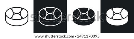 Drum steelpan vector icon set in black and white filld and outlined style.