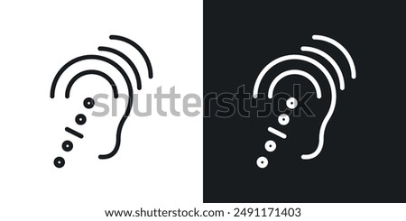 Assistive listening systems vector icon set in black and white filld and outlined style.