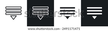 List dropdown vector icon set in black and white filld and outlined style.