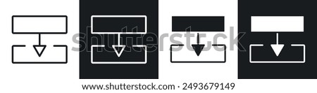 Diagram next vector icon set in black and white filld and outlined style.