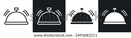 Bell concierge vector icon set in black and white filld and outlined style.