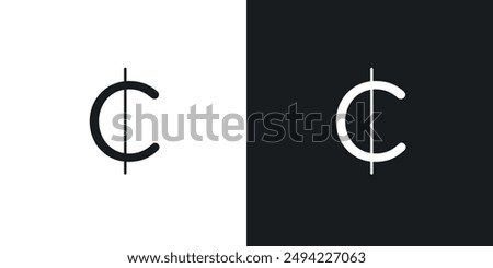 Cedi sign UI design vector. EPS 10 set in solid style.