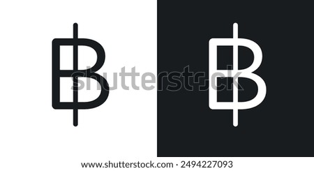 Baht sign vector. EPS 10 set in solid style.